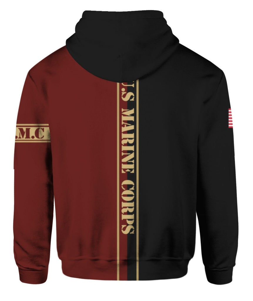 Veteran Hoodie US Marine Corps Veteran Black Red Hoodie