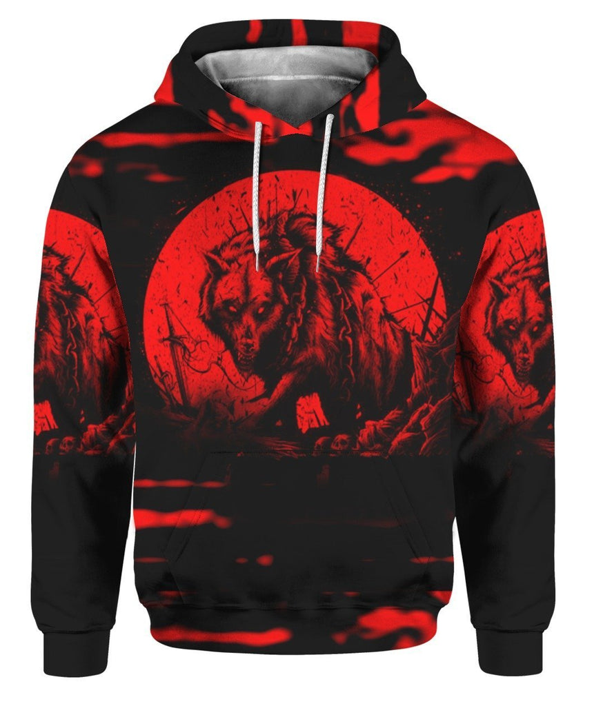 Gifury Halloween T-shirt Scary Wolf My Level Of Patience Depends On Your Level Of Stupidity Red Black Hoodie Halloween Hoodie 2022