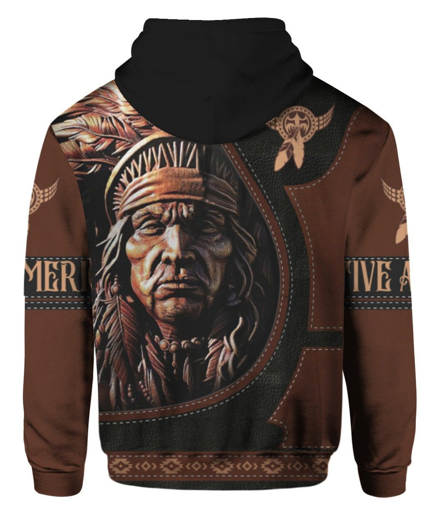 Gifury Native American Hoodie Native American Carve Wooden Chief Hoodie Native American Apparel 2022