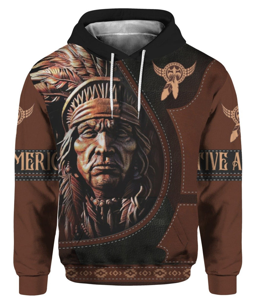 Gifury Native American Hoodie Native American Carve Wooden Chief Hoodie Native American Apparel 2022