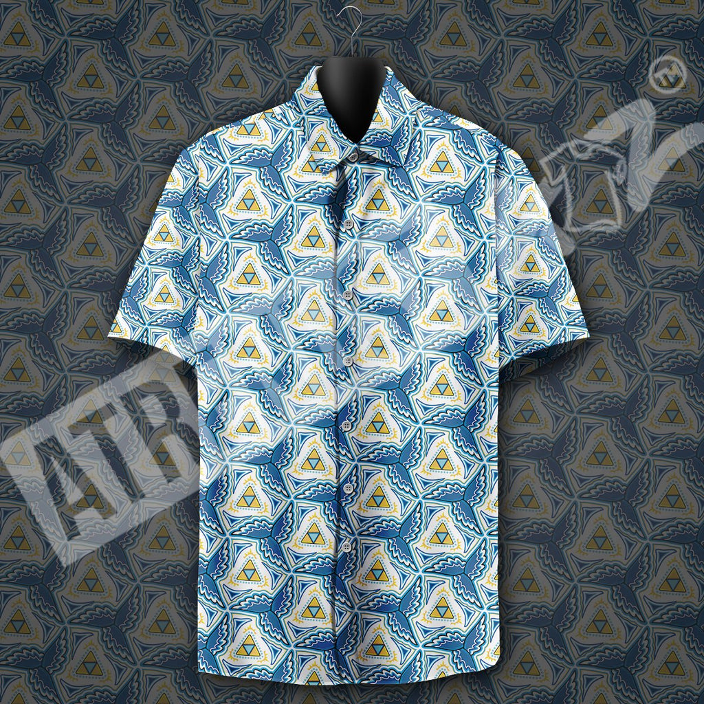  Legend Of Zelda Hawaiian Shirt Triforce Pattern Blue Hawaii Shirt Legend Of Zelda  Aloha Shirt 