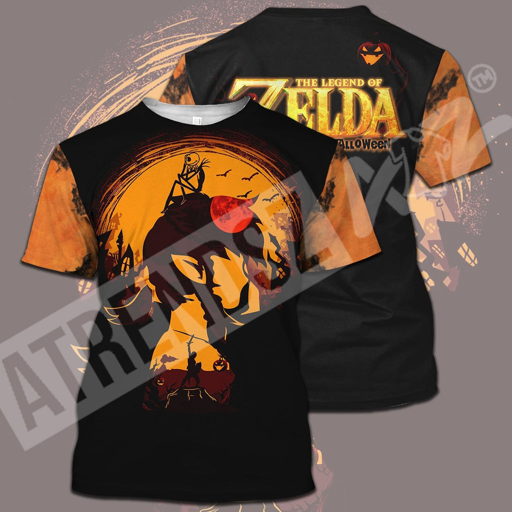  Legend Of Zelda Halloween Shirt Link Jack Skellington Halloween Orange T-shirt Legend Of Zelda Hoodie 