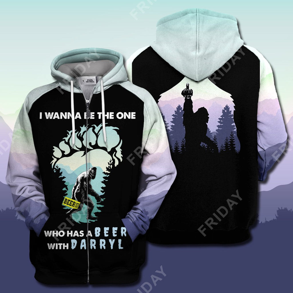 Bigfoot Hoodie Bigfoot I Wanna Be The One Who Has A Beer T-shirt Hoodie Adult Unisex Full Print