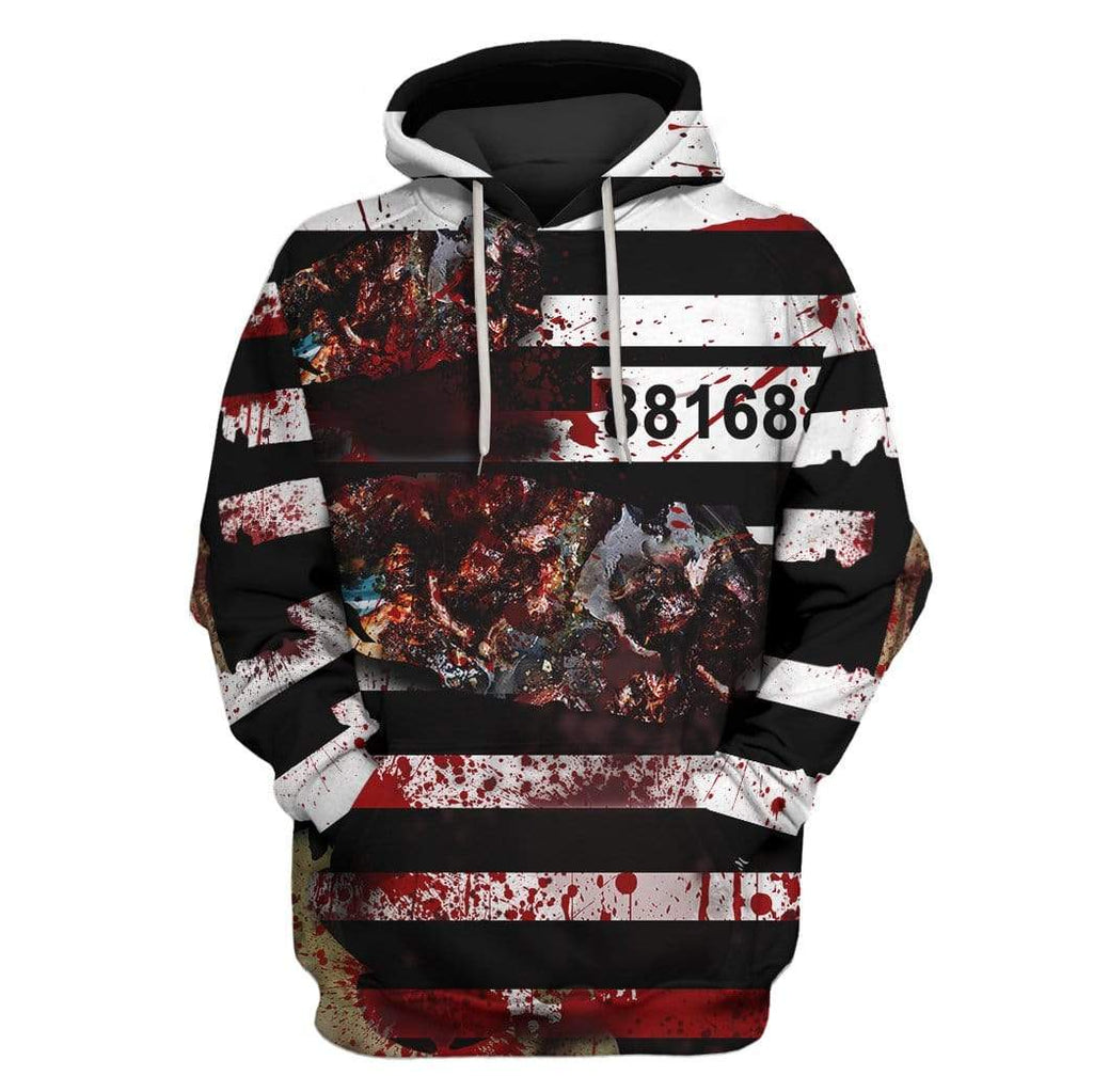 Gifury Halloween Hoodie Halloween Apparel Zombie Hoodie Prisoner Zombie Bloody Costume Hoodie 2022