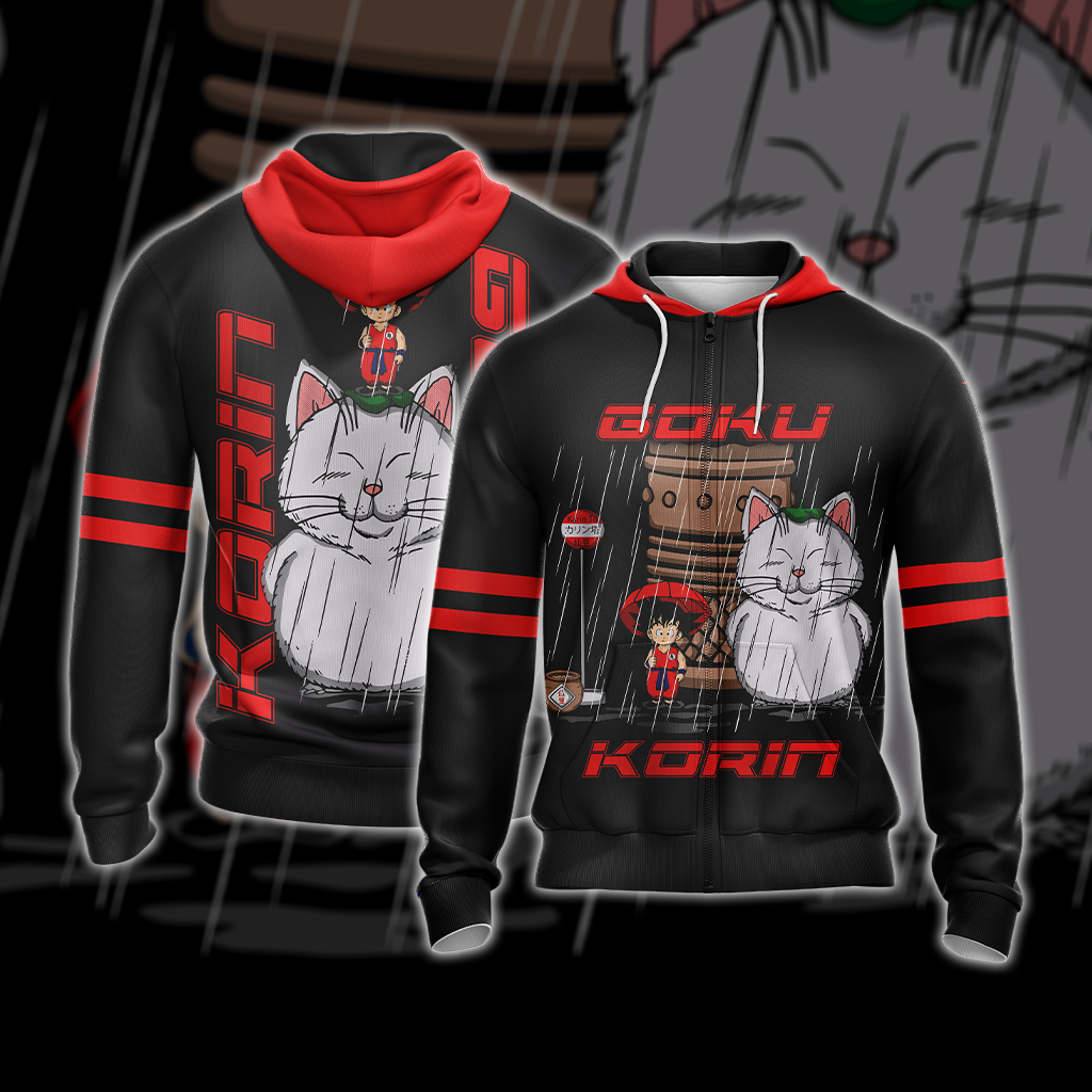  Dragon Ball Hoodie Dragon Ball Goku And Korin Crossover My Neighbor Totoro Black Red Hoodie Apparel   